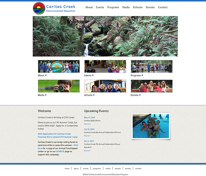 Caritas Creek website homepage