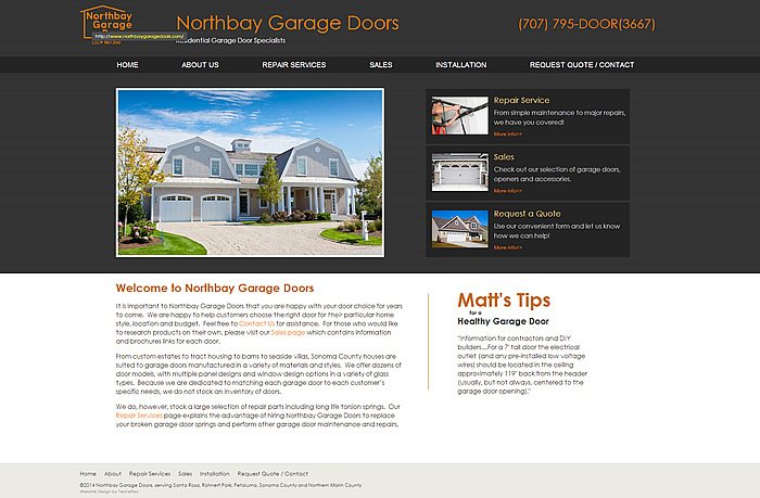 North Bay Garage website homepage