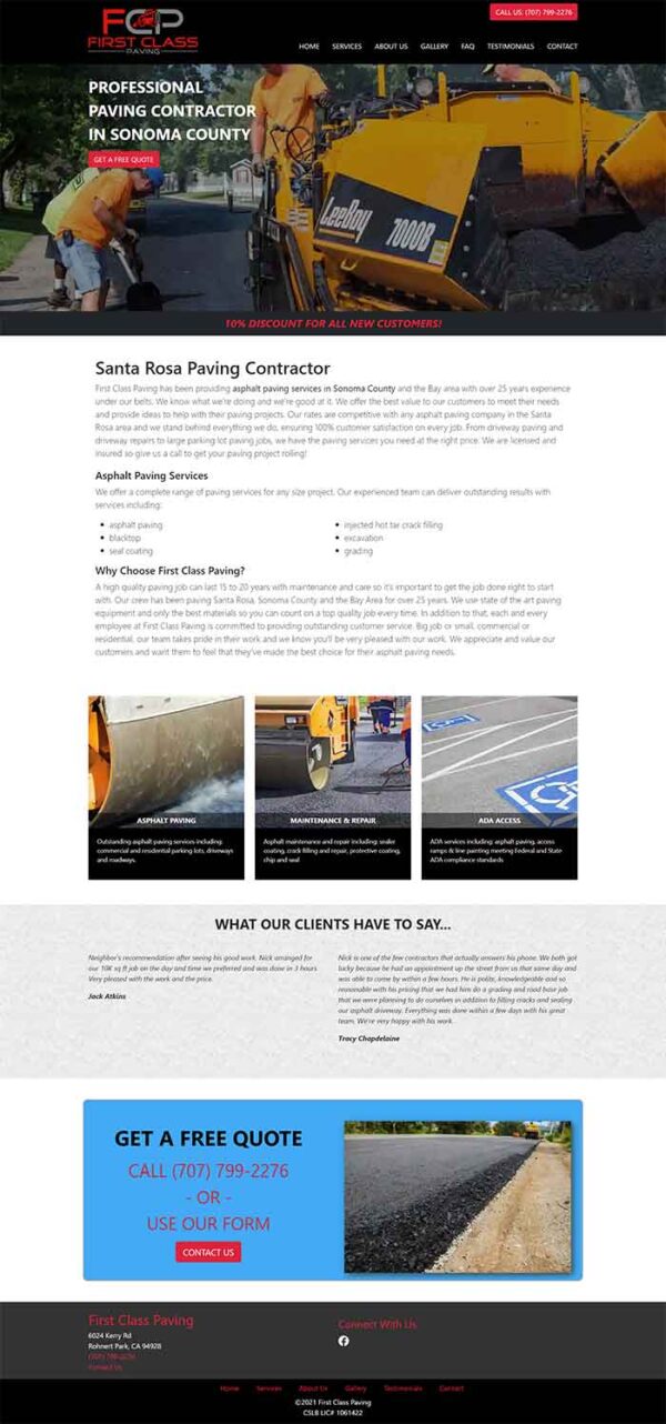 Fisrt Class Paving Homepage