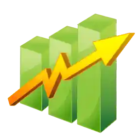 Bar graph showing upward growth