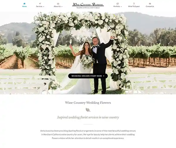 Napa wedding florist web design