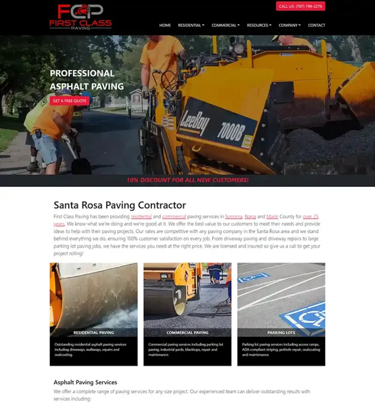 First Class Paving homepage